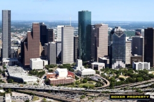 aerial view of houston highway