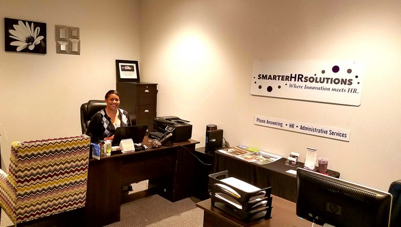 nicole in her office space at 1322 space park dr